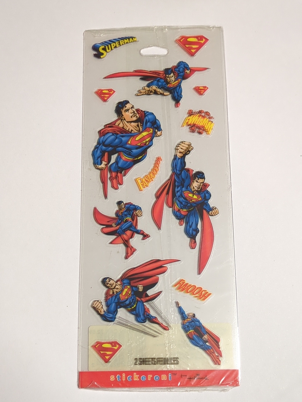 ☀️Vintage 1990s DC Comics Superman "Stickeroni" sticker sheet pack by Hallmark